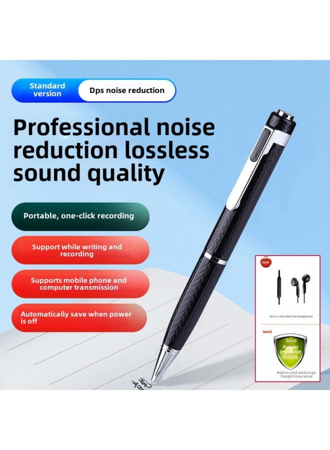 Pen-shaped Recording Pen Professional High-definition Noise Reduction Ultra-long Standby Student Class Recording Conference Recorder Equipment-Body Color:Standard Version [dps Noise Reduction + Edge Recording] Comes With 3 Refills-Memory Capacity:16GB  - Image 1
