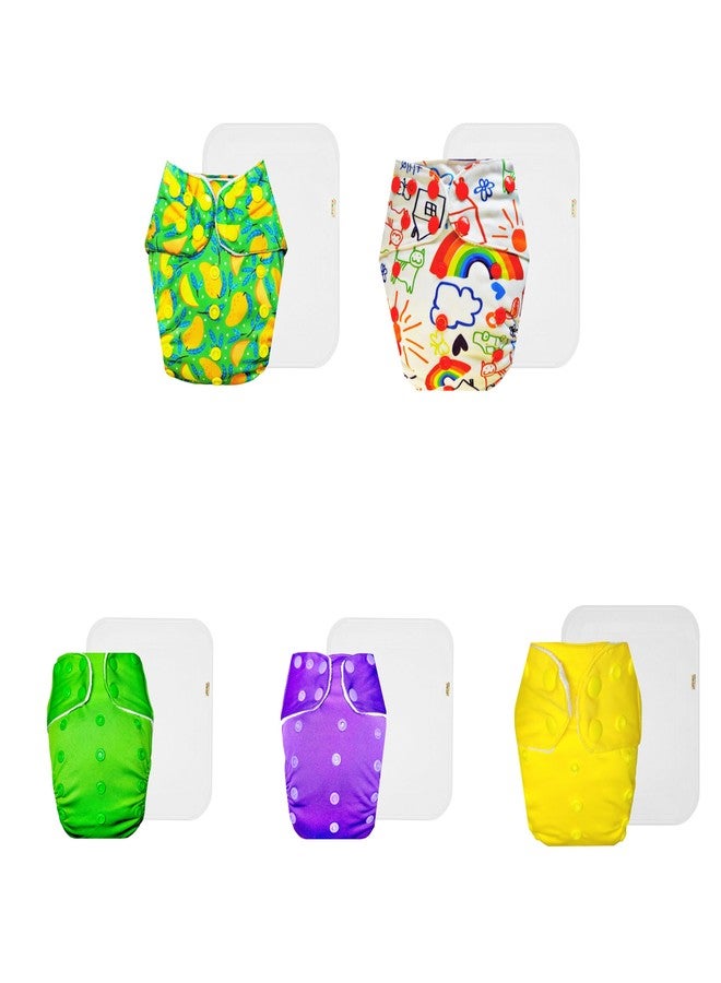 حفاضات دمبلدو القماشية الممتازة مع حشوة قطنية (عبوة من 5) | مضادة للحساسية | قابلة لإعادة الاستخدام والغسل | سهلة التنظيف | مصممة من قبل الأمهات | من 3 أشهر إلى 3 سنوات | للجنسين - Image 1