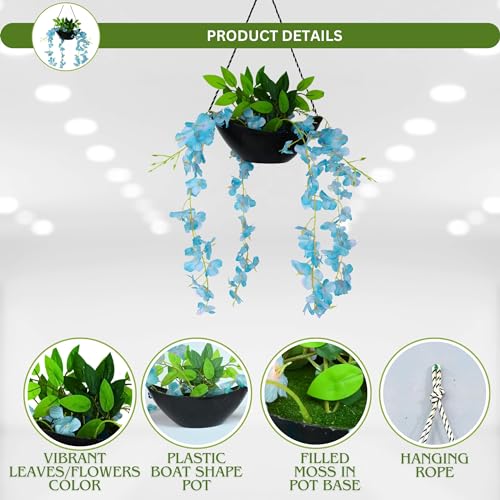 fancymart Plastic Artificial Wisteria Boat Hanging Pot (60Cm)-Ideal For Home Decor And Wall Hangings,Purple - Image 2