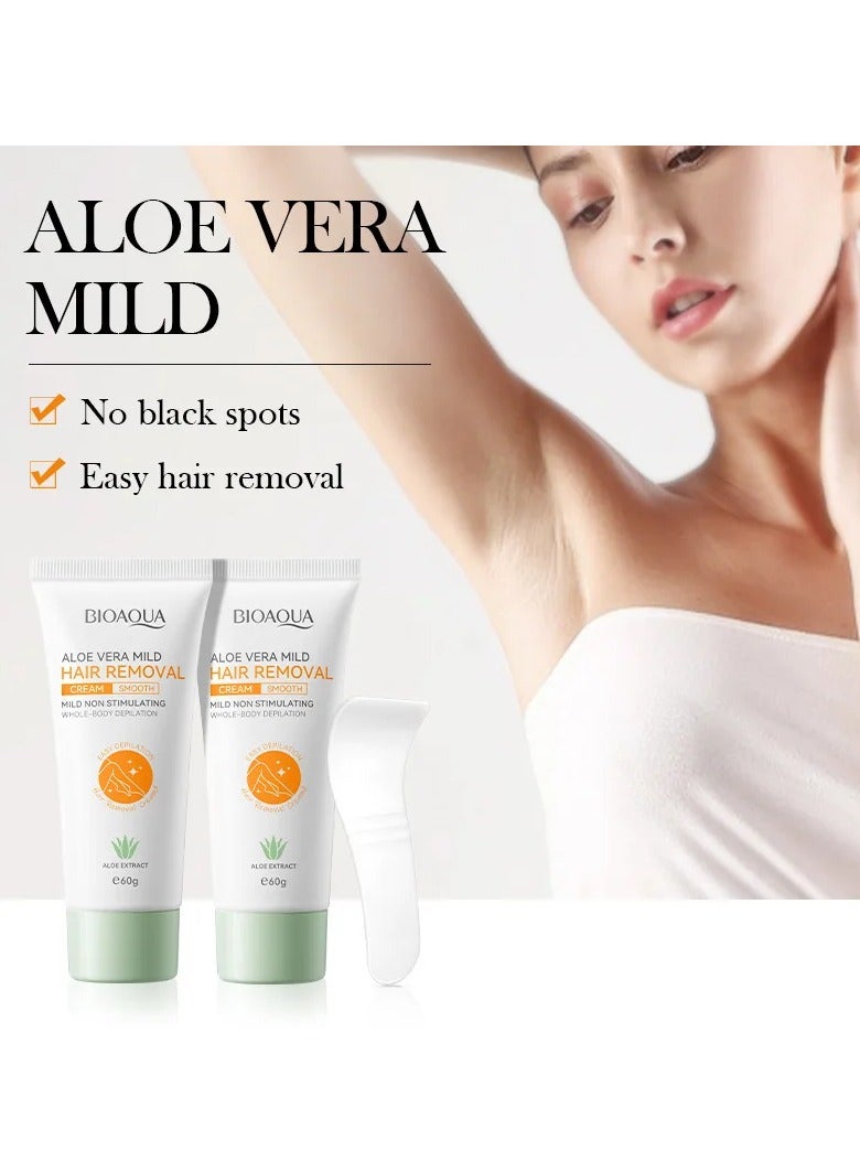BIOAQUA كريم إزالة الشعر الدائم جهاز إزالة الشعر بدون ألم للمناطق الحساسة العناية بالجسم للنساء والرجال مثبط للنمو مع جل الصبار المرطب - Image 5