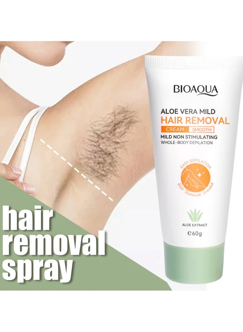 BIOAQUA كريم إزالة الشعر الدائم جهاز إزالة الشعر بدون ألم للمناطق الحساسة العناية بالجسم للنساء والرجال مثبط للنمو مع جل الصبار المرطب - Image 4