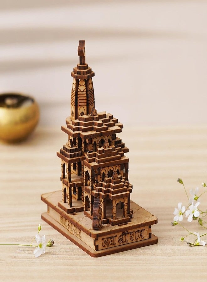 Webelkart Premium Shree Ram Mandir Ayodhya Wooden Temple Plywood Mandir Pooja Room Home Decor Office/Home Temple (5" Inches) - Image 1