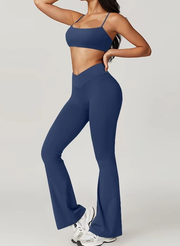 general 2 Piece Yoga Set Gym Sportswear Women Workout Clothing Sport Bra Push Up Flared Leggings Fitness Suits  - Image 2