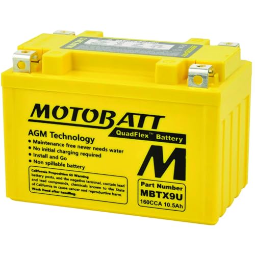 MotoBatt DB Electrical MBTX9U New Battery for Motobatt Battery 10.5Ah, Honda, Bmw, Ktm, Mv, Yamaha, E-ton, Kymco, Sym, Kasea, Husaberg, Hyosung, Triumph, Artic Cat, Polaris Motorcycle Atv YT12A-BS - Image 1