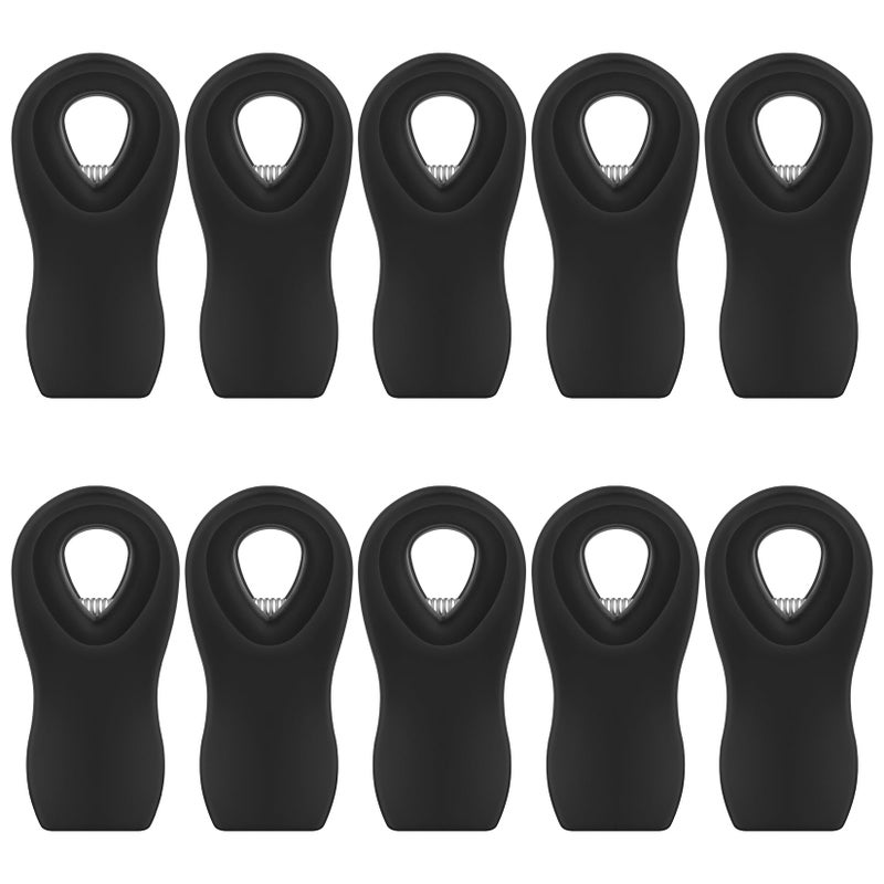 WUDIME Magnetic Chip Clips 10 Pack Plastic Bag Clips with Magnet Black Snack Clip for Food Storage and Refrigerator