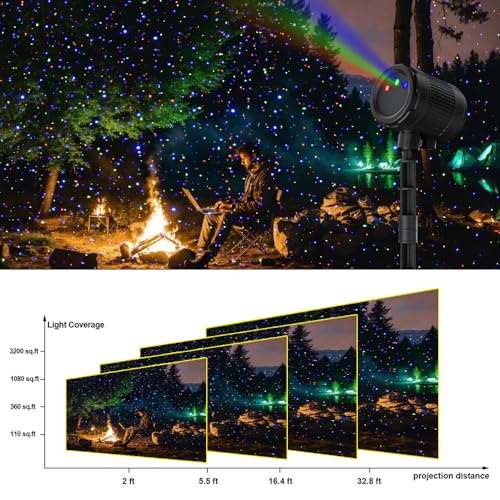 VanSmaGo Laser Christmas Projector Lights Outdoor, 3 Color Laser Light Projector, Firefly Lights Show with RF Remote, Waterproof, Indoor Holiday Decoration, Christmas Gift, Wedding, Home Decor, Party, Garden - Image 4