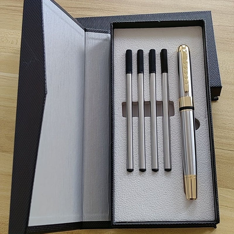 Black Personalized Ballpoint Pen With 8 Refills And Gift Box - Image 2