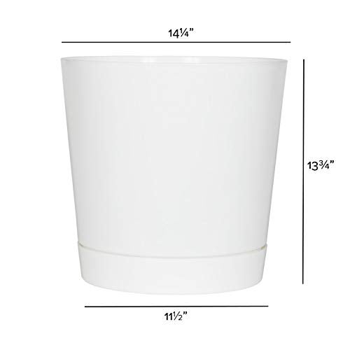 Novelty Root & Vessel Majestic Full Depth Cylinder Pot, Glossy White, 14-Inch (10142) - Image 2
