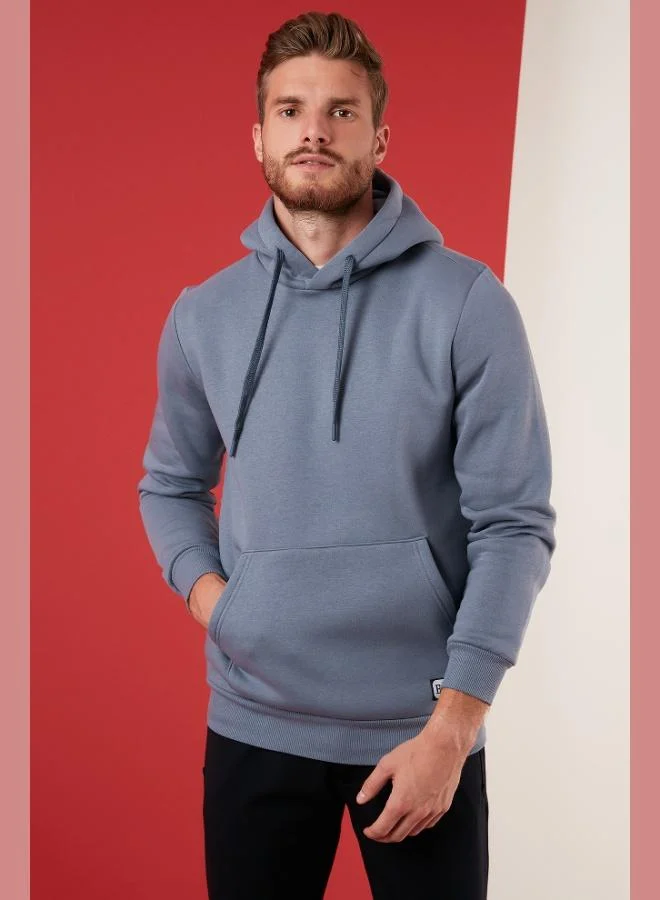 Buratti Buratti Regular Fit Hooded Sweatshirt with Kangaroo Pocket, Soft Fleece Lining, Men's Sweatshirt 5905281