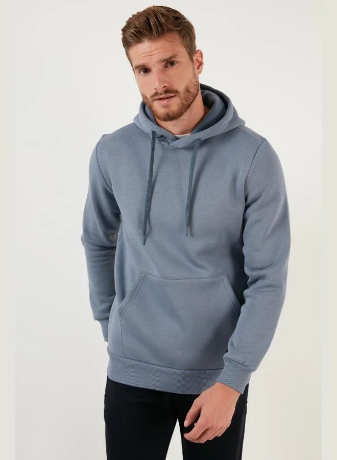 بوراتي سويت شيرت بقلنسوة بقصة عادية بجيوب كنغر وبطانة صوف ناعمة للرجال من بوراتي