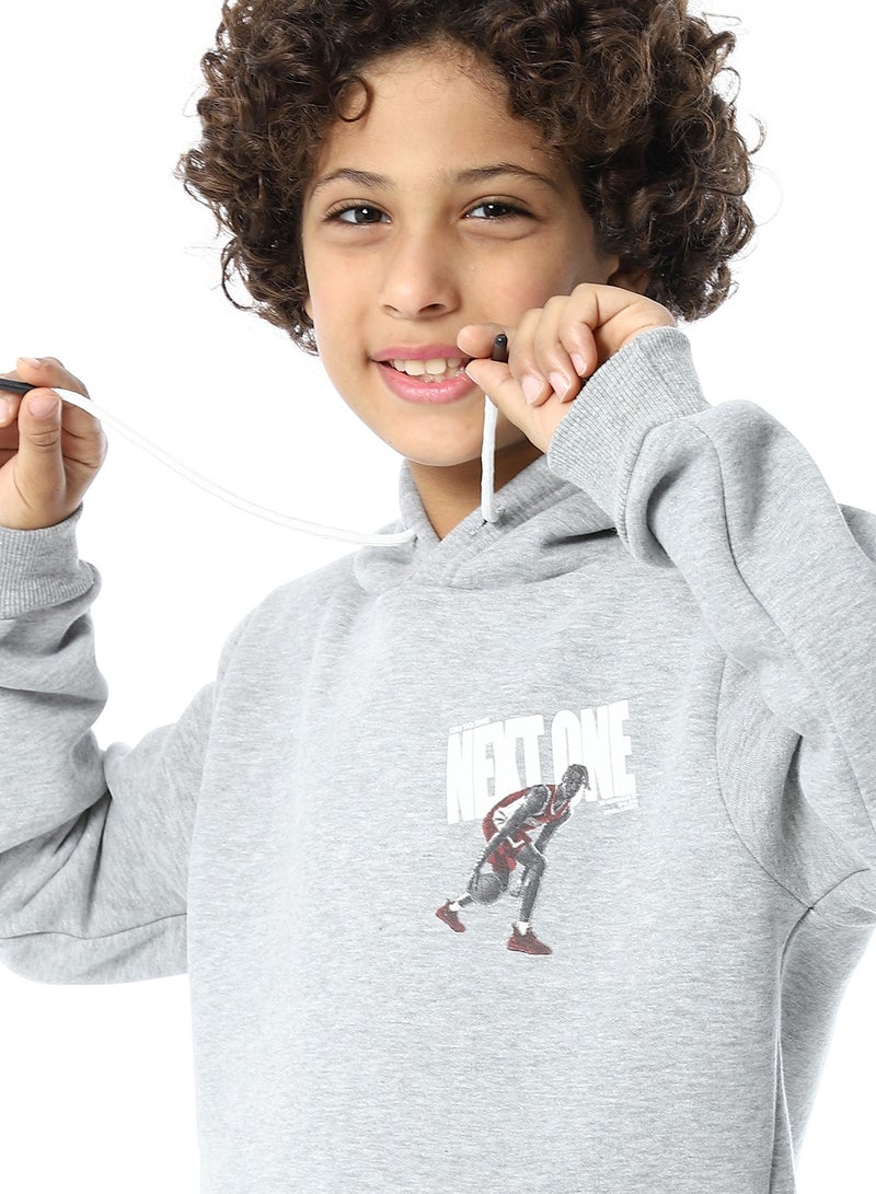 Andora هودي للأولاد مزخرف برباط سهل الارتداء - رمادي فاتح - Image 5