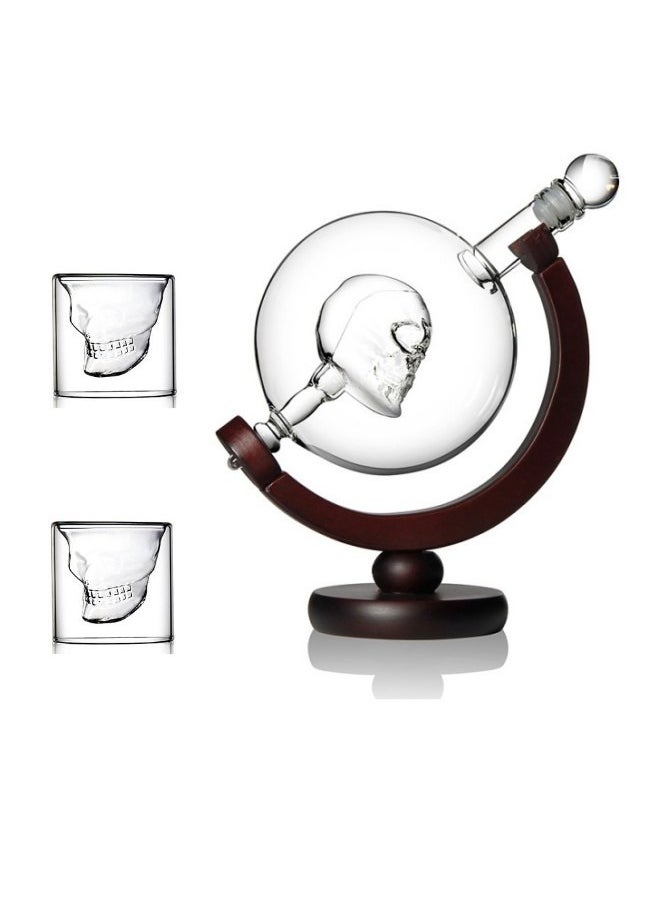 GGEROU Whiskey Decanter,800ml Crafted Glass Globe Decanter Set with 2 Shot Glasses 75ml  - Image 1