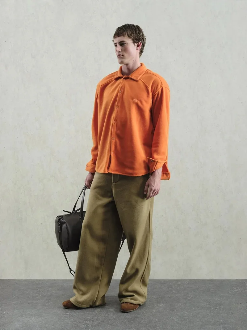 جيستو GIESTO Oversized Plush Shirt with Snap Closure