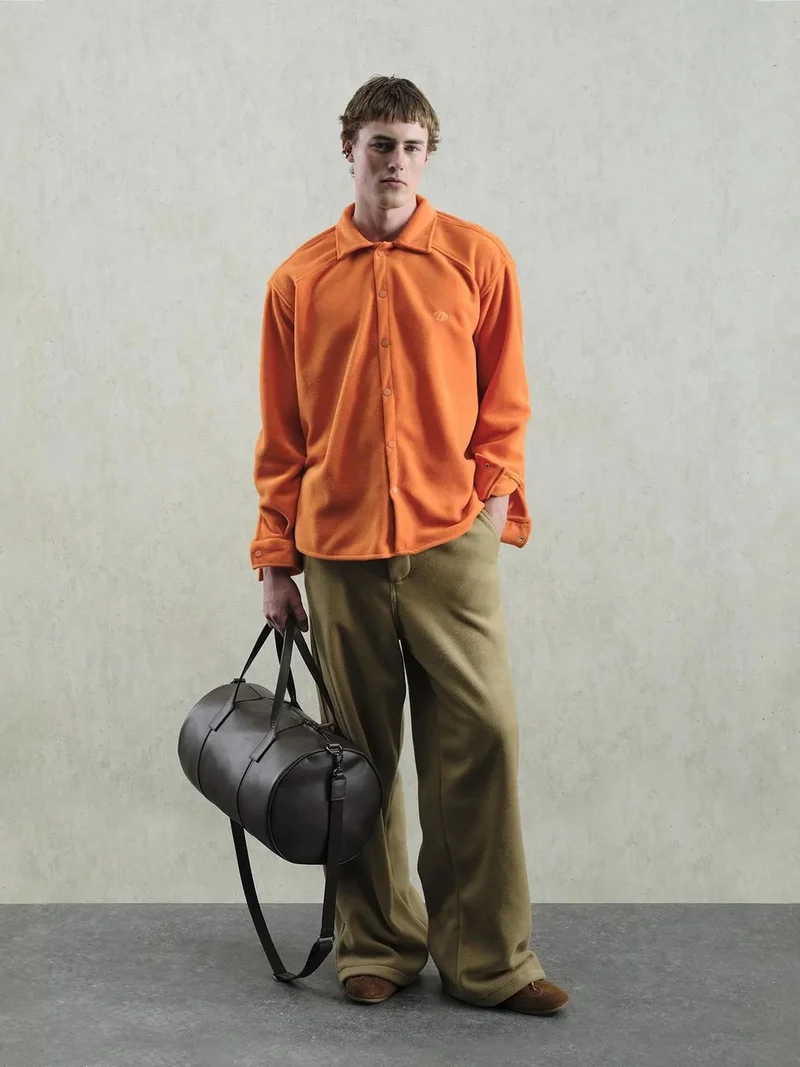 جيستو GIESTO Oversized Plush Shirt with Snap Closure