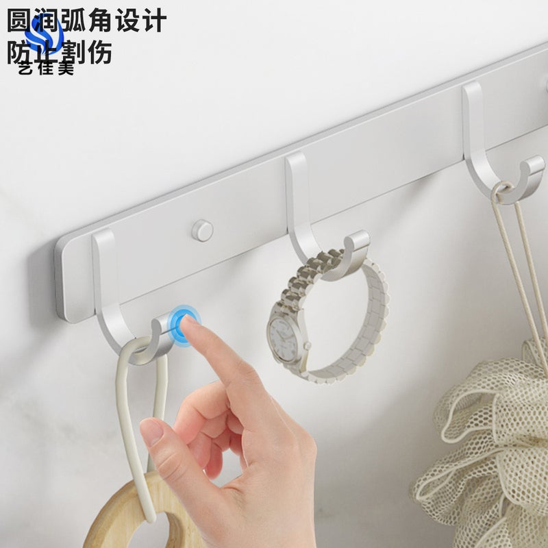 Punch-Free Hook Sticky Hook Toilet Hanger Strong Hook Row Hook Space Aluminum Door Rear Hook - Image 4
