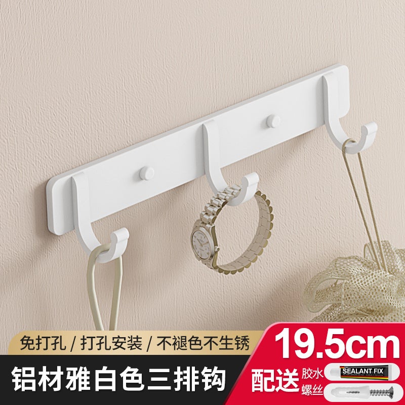 Punch-Free Hook Sticky Hook Toilet Hanger Strong Hook Row Hook Space Aluminum Door Rear Hook - Image 1