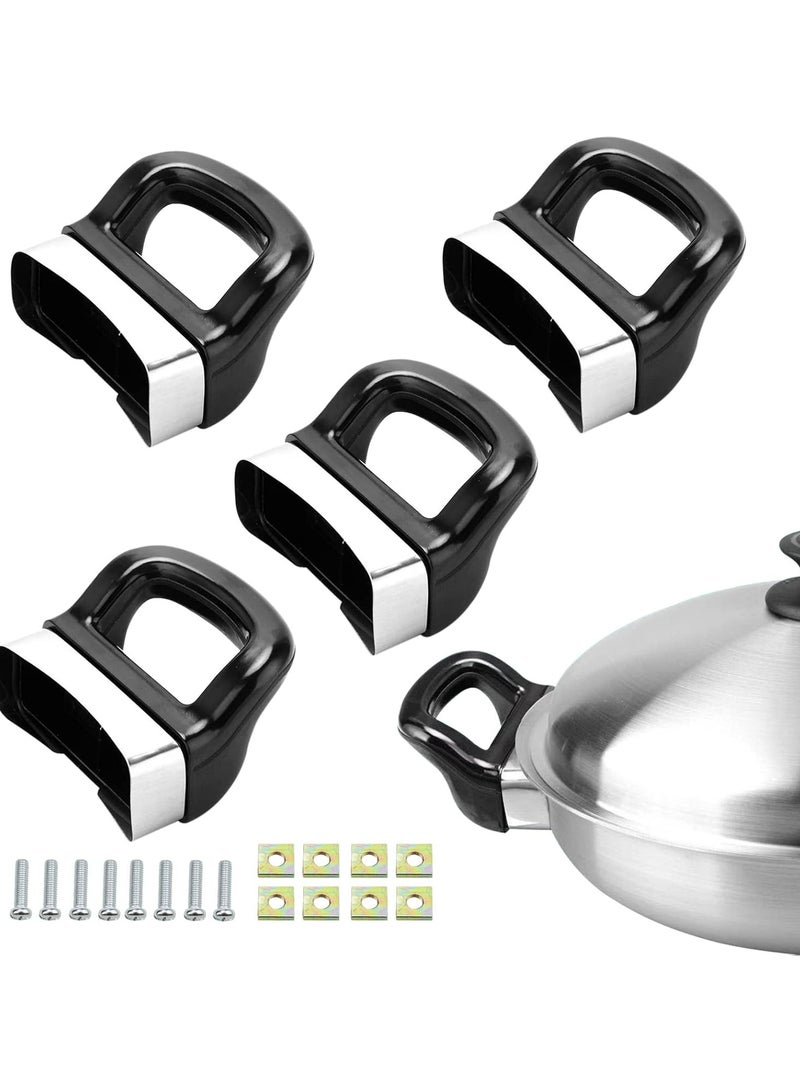 4 Pack Metal Replacement Pot Handles - Short Side Handles for Pressure Cookers (Black)  - Image 1