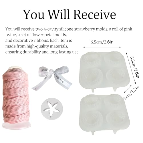 XLANMAY DIY Silicone Strawberry-Shaped Grape Soap Molds - Exquisite Soap Making Kit Moldes para Jabones Artesanales Make Your Own Soaps for Gift (Without Soaps) - Image 4