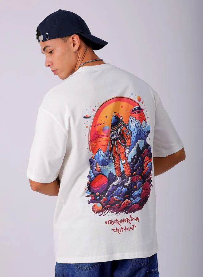 ذا انديان كراج كو Men Boxy Oversized Graphic Back Printed Round Neck Tshirt