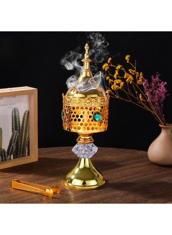 olayks Gold Hollow Incense Burner, Metal Censer, Elegant Bakhoor Holder, Indoor Decorative Ornaments, Aromatherapy - Image 1