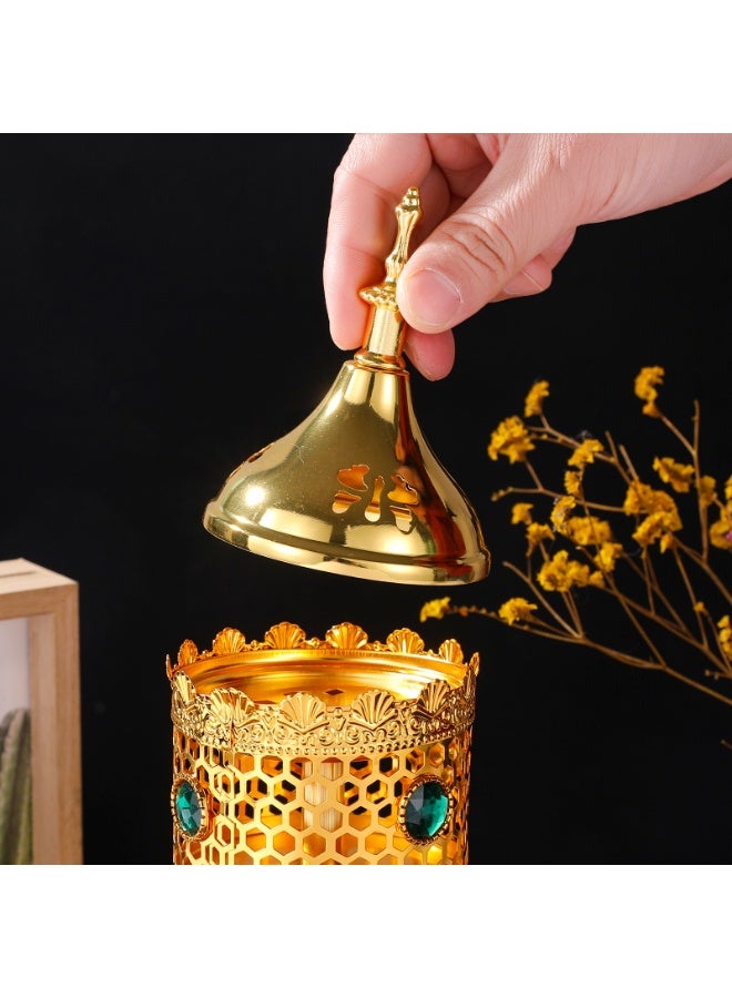olayks Gold Hollow Incense Burner, Metal Censer, Elegant Bakhoor Holder, Indoor Decorative Ornaments, Aromatherapy - Image 3