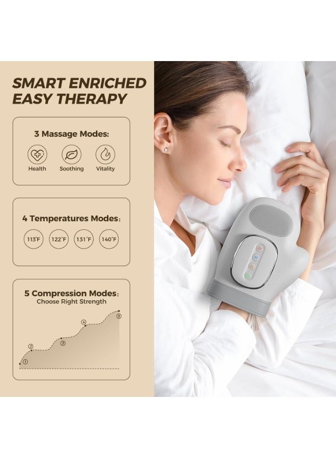 جهاز تدليك اليد الذكي – قفازات تدليك كهربائية لاسلكية – مع علاج بالضغط الحراري لتخفيف الألم، 3 أوضاع تدليك، 4 مستويات حرارة، و5 أوضاع ضغط - Image 4