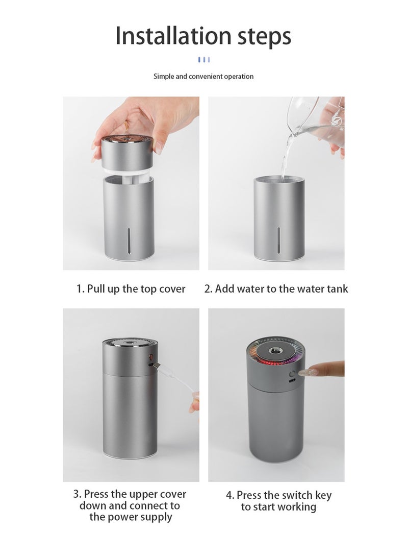 USB Portable Car Humidifier, 7 Colors LED Light Car Humidifier Large Capacity Aroma Air Freshener - Image 5