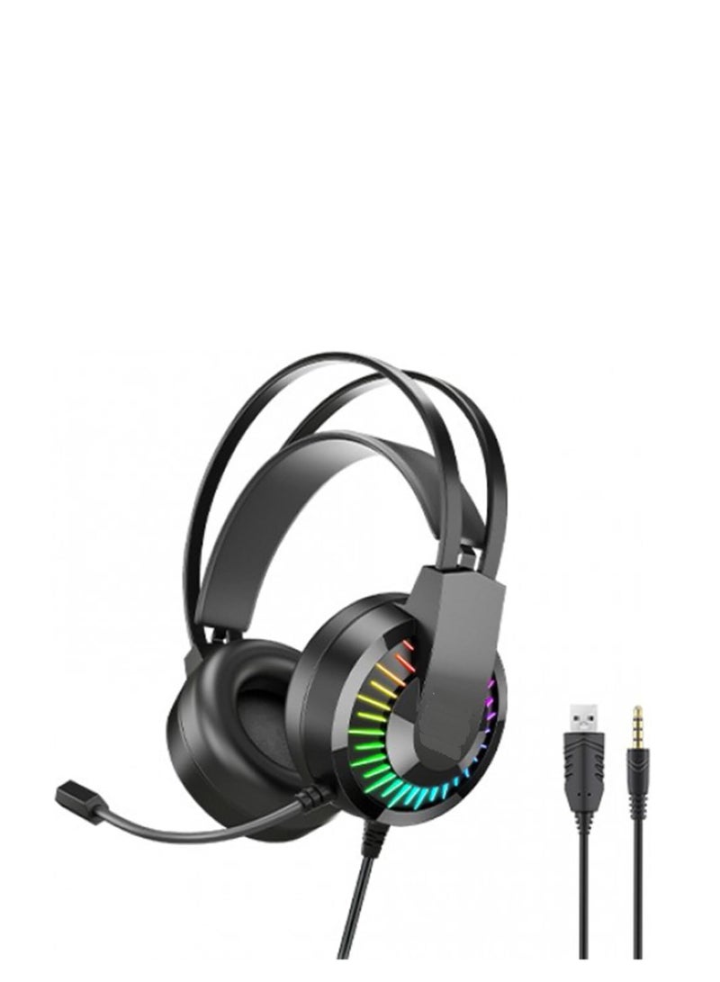 Wired Headset Head-Mounted Earphone 3.5MM USB Interface LED RGB - Image 1