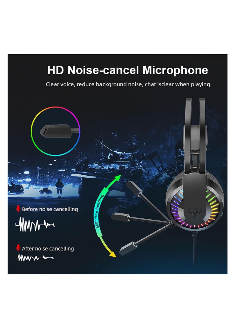 Wired Headset Head-Mounted Earphone 3.5MM USB Interface LED RGB - Image 4