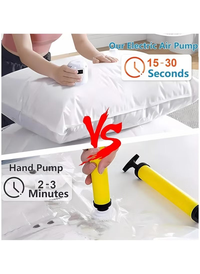 المحاكم أكياس تخزين بلاستيكية محكمة الإغلاق بالتفريغ الهوائي مع مضخة كهربائية، عبوة من 6 أكياس (2 جامبو، 2 كبير، 2 متوسط)، أكياس تخزين محكمة الإغلاق بالتفريغ الهوائي، أكياس قابلة لإعادة الاستخدام للملابس، المراتب، البطانيات، الألحفة، الوسائد، الأغطية، والسفر - Image 5