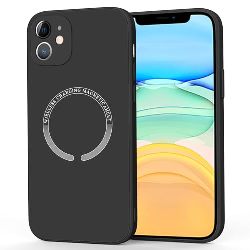 Meliya Magnetic Case for iPhone 11 Phone Case with MagSafe, Camera Protection Ultra Slim Shockproof Bumper Liquid Silicone Case with Microfiber Lining, Black - Image 1