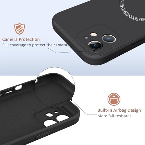 Meliya Magnetic Case for iPhone 11 Phone Case with MagSafe, Camera Protection Ultra Slim Shockproof Bumper Liquid Silicone Case with Microfiber Lining, Black - Image 3