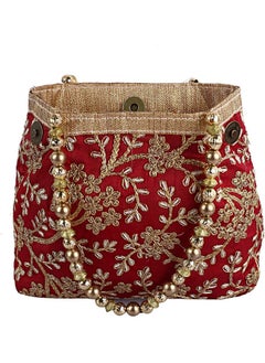 Kuber Industries Kuber Industries 2 Pieces Polyester Embroidered Woman Potli Bag, Maroon - CTKTC31388  - Image 4
