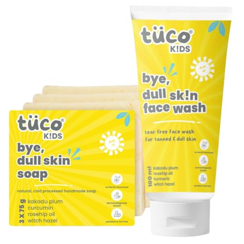 Tuco Kids Handmade Soap (75gx3) & Face Wash (100ml), Everyday Use for Ages 3+ Kids, Paraben & Sulphate Free - (Combo Pack of 4) - Image 1