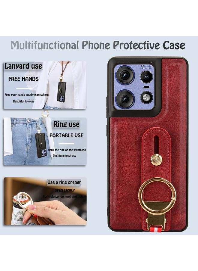 اس-توب جراب خلفي من الجلد مع سوار المعصم لهاتف موتورولا إيدج 50 برو - Image 5