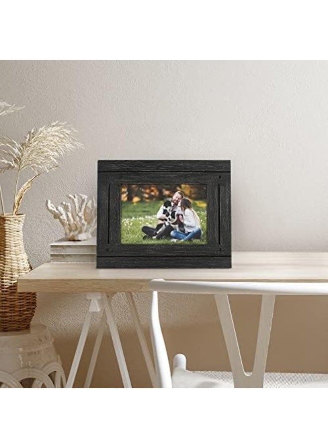Americanflat 5x7 Picture Frame with Polished Crystal Clear Glass  Hampton Collection  Distressed Wood Picture Frames for Tabletop and Wall Display  Charcoal Black - Image 5