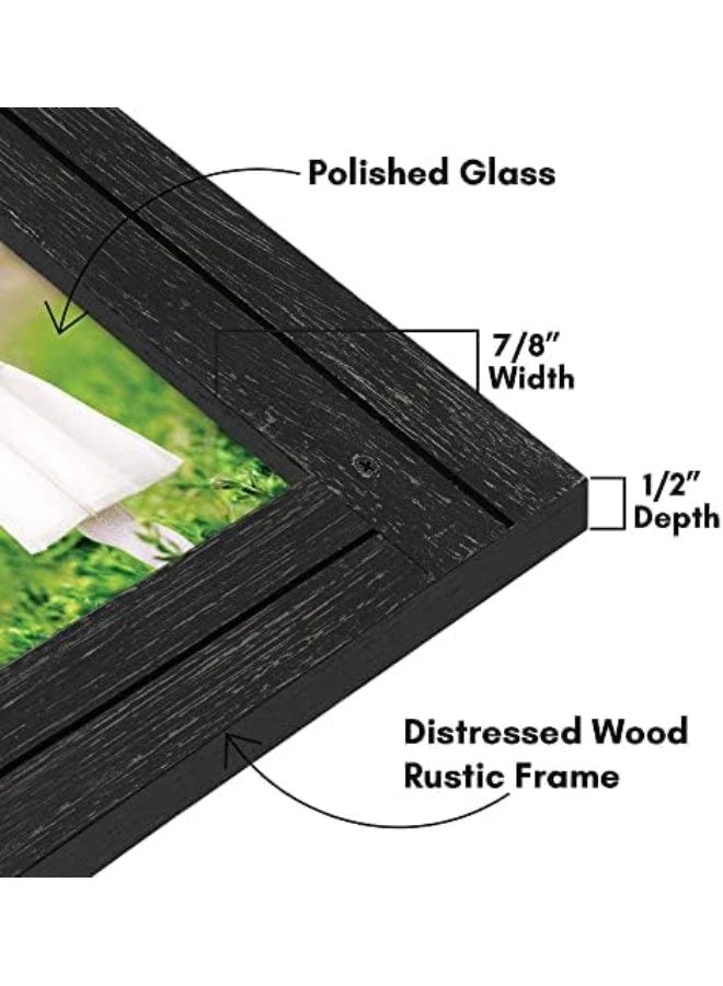 Americanflat 5x7 Picture Frame with Polished Crystal Clear Glass  Hampton Collection  Distressed Wood Picture Frames for Tabletop and Wall Display  Charcoal Black - Image 3