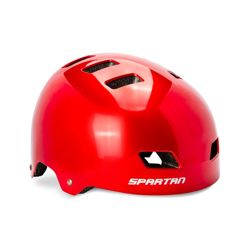 Spartan Mirage Jr Kids Skate Helmet | S/M Size 53–56 cm | Satin Red Finish | ABS Shell with EPS Foam and Sponge Liner | Dial-Fit Head Ring | 12 Air Vents | Quick-Release Buckle | Multi-Sport | SP-9088 - Image 1