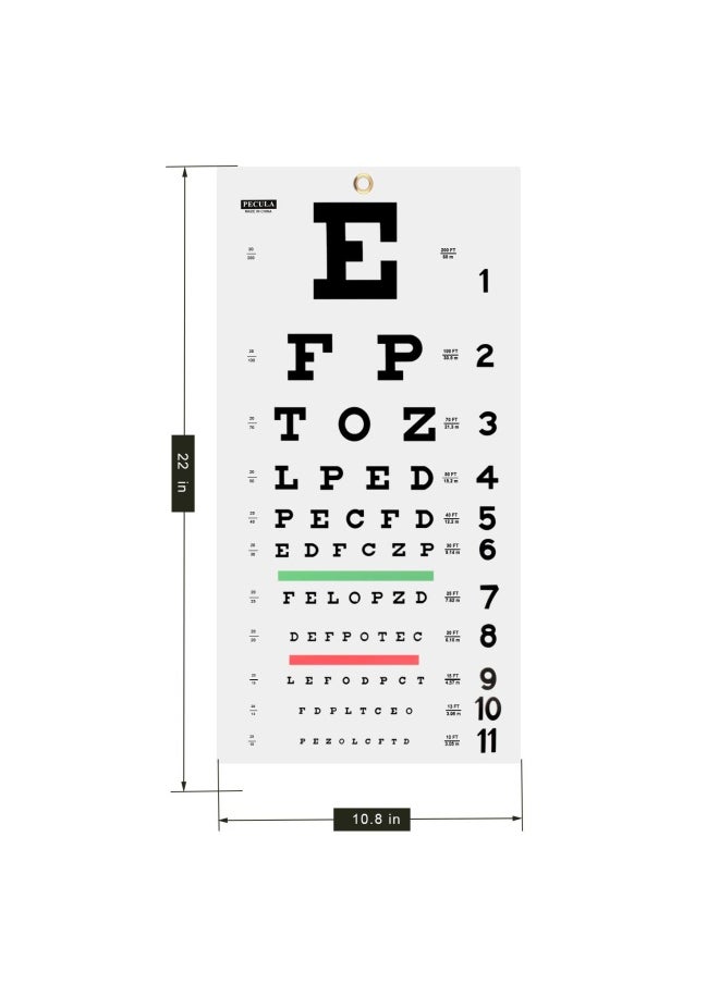 Generic - PECULA Eye Chart Snellen Eye Chart Wall Chart Eye Charts for Eye Exams 20 feet 11 X 22 in. - Image 1