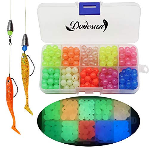 Dovesun Fishing Beads Assorted Beads Fishing Bait Eggs 10 Colors A-Glow in Dark 0.32in(250pcs) - Image 1