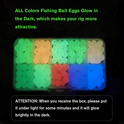 Dovesun Fishing Beads Assorted Beads Fishing Bait Eggs 10 Colors A-Glow in Dark 0.32in(250pcs) - Image 4