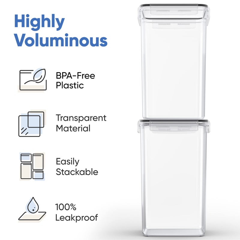 Chef's Path Extra Large Airtight Food Storage Containers with Lids, Pack of 2, 6.5L, 220Oz, Airtight Kitchen and Pantry Bulk Canisters for Flour, Sugar, Rice, and Baking Supplies - Transparent - Image 4