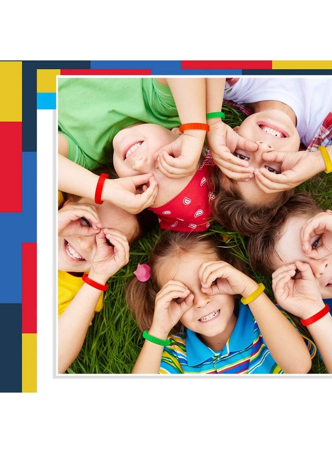 Civaner 60 Pieces Silicone Building Block Bracelets For Kids Rubber Bracelets Wristbands Colorful Birthday Party Favors For Goodie Bag Fillers Carnival Prize Supplies, 5 Colors - Image 5