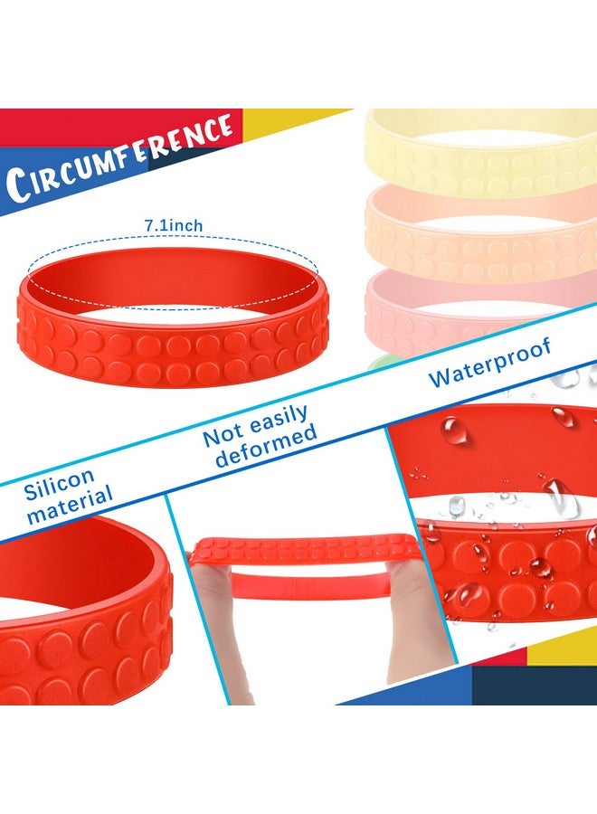 Civaner 60 Pieces Silicone Building Block Bracelets For Kids Rubber Bracelets Wristbands Colorful Birthday Party Favors For Goodie Bag Fillers Carnival Prize Supplies, 5 Colors - Image 4