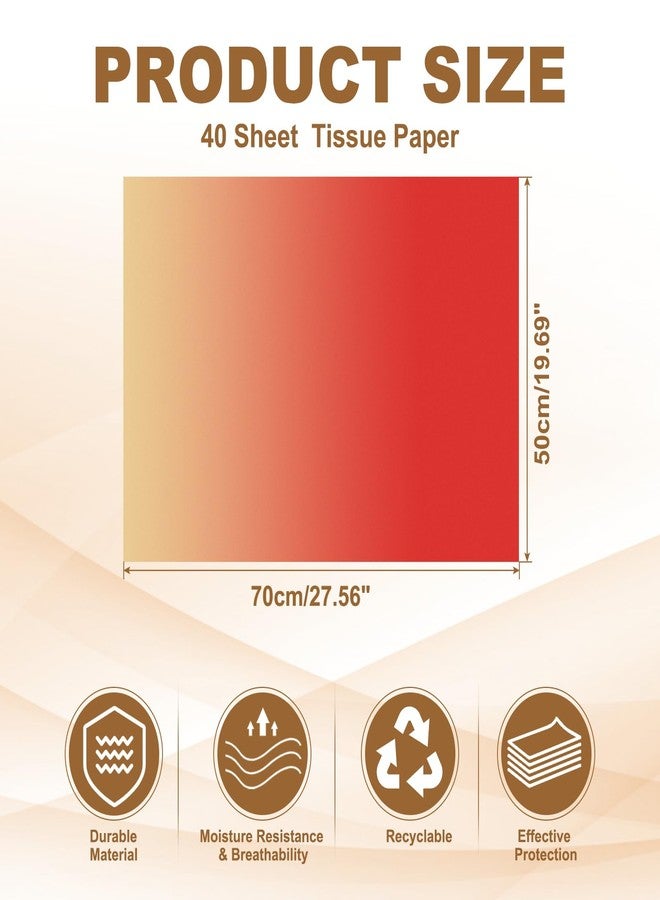 PATIKIL 40 Sheets Colored Tissue Paper Bulk for Gift Bags, 27.6x19.7 Red Yellow Gradient Assorted Color Wrapping Paper for Craft Holidays Christmas Birthday Wedding Filler Flower Decor - Image 2