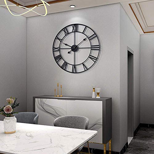 LEIKE 16" Large Wall Clocks Battery Operated, Round Modern Silent Non-Ticking Black Metal Wall Clock for Living Room Decor, Bedroom Kitchen (40cm Diameter, Black Roman Number) - Image 5