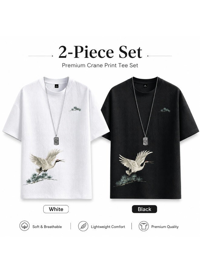Round-neck short-sleeved T-shirt for men, thin summer national trend, high-end printed casual T-shirt, youth quick-drying ice silk top - Image 2