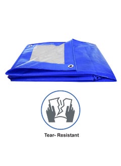 MIPATEX Mipatex Tarpaulin Sheet Waterproof Tirpal Heavy Duty 15ft x 18ft Poly Tadpatri with Aluminium Eyelets Every 3 feet Multipurpose 150 GSM Plastic Cover Tharpai for Truck Home Roof Rain BlueSilver  - Image 5