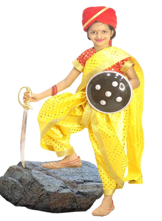 TWINKLE TOTS Rani Lakxmi Bai Dress for Girls Kids Costume With Complete Accessories Jhansi Ki Rani Costume - Image 1