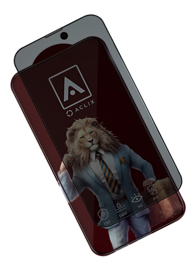 ACLIX Antistatic ESD Dustof Premium Quality High Definition Anti-Spy Privacy Tempered Glass Screen tector Designed For  iPhone 15 Plus - Image 1